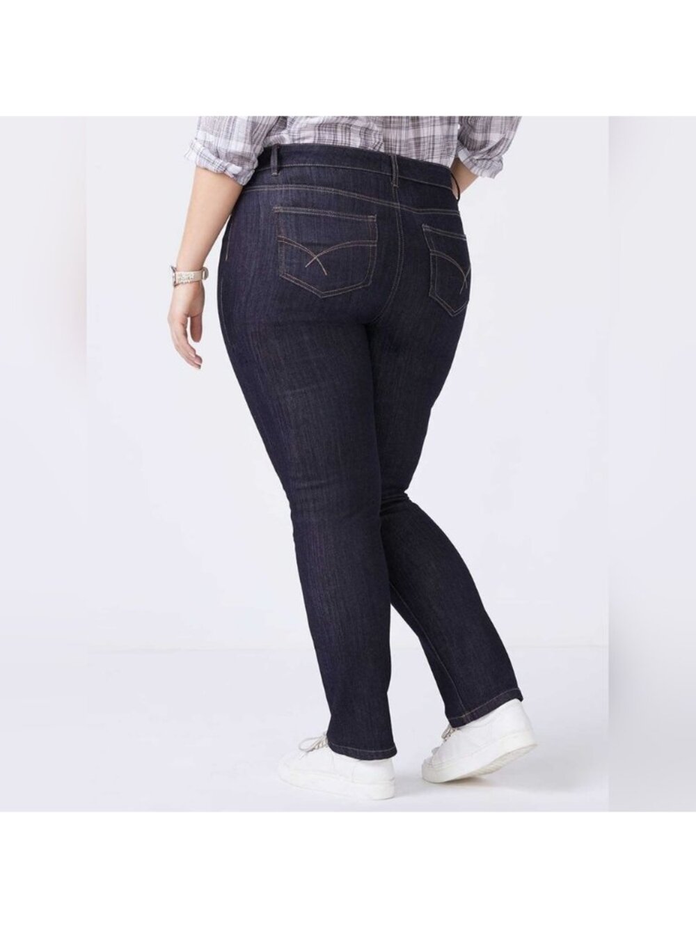 Penningtons Slightly Curvy Fit Straight Leg Jean d/c Jeans Stretchy High Rise 14